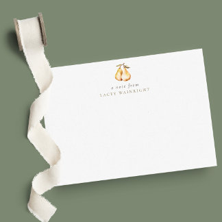 Wasserfarbenpeere Personalisiert Stationery Mitteilungskarte