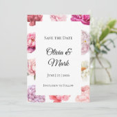 Wasserfarbenpeere Save the Date | Rose Gold Floral (Stehend Vorderseite)
