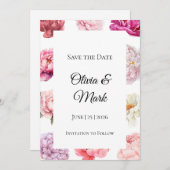 Wasserfarbenpeere Save the Date | Rose Gold Floral (Vorne/Hinten)