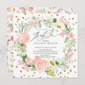 Wasserfarbenpeonies Blumengarten Teedusche Einladung (Vorne/Hinten)