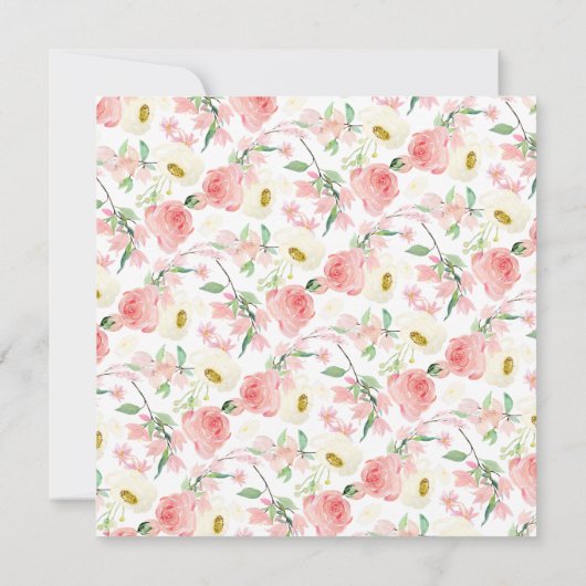 Wasserfarbenpeonies Blumengarten Teedusche Einladung (Rückseite)