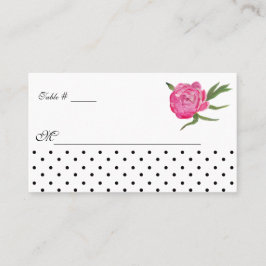 Wasserfarbenpeonies und Punkte Hochzeitskarte Platzkarte
