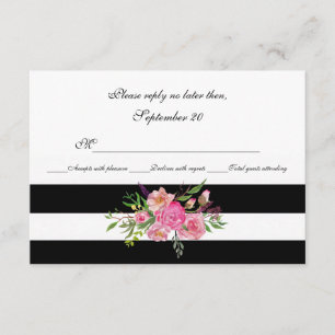 Wasserfarbenpeonies und Streifen Hochzeitskarte de RSVP Karte