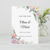 Wasserfarbenpeony und Eukalyptus Save the Date (Stehend Vorderseite)