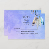 Wasserfarbenperlen 'n Feathers Wedding RSVP (Vorne/Hinten)