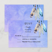 Wasserfarbenperlen 'n Feathers Wedding RSVP (Vorne/Hinten)