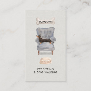 Wasserfarbenpet-Sitter-Dog-Walker Visitenkarte