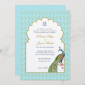 Wasserfarbenpfau & Ganesh Hochzeit Einladung (Vorne/Hinten)