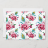 Wasserfarbenpfau und Rote Blume - Save the Date (Rückseite)