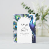 Wasserfarbenpfaue Save the Date Hochzeit (Stehend Vorderseite)