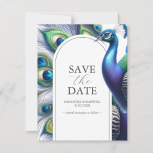 Wasserfarbenpfaue Save the Date Hochzeit