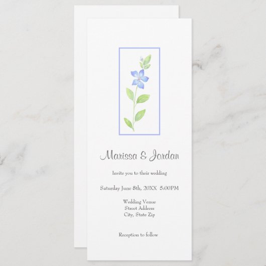 Wasserfarbenpfeife (Vinca) Blume Einladung (Vorne/Hinten)