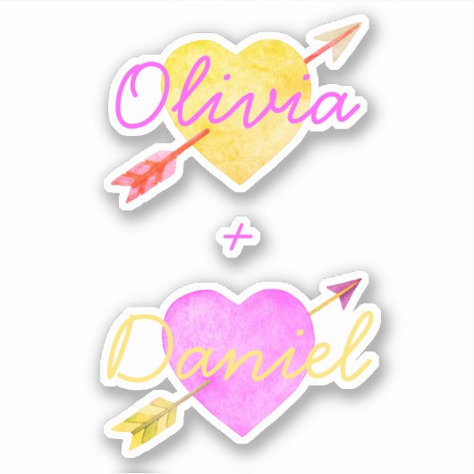 Wasserfarbenpfeile Pfeile Bright Valentine Liebe Aufkleber (Vorderseite)