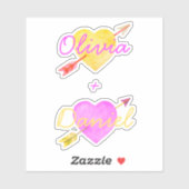 Wasserfarbenpfeile Pfeile Bright Valentine Liebe Aufkleber (Blatt)