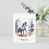 Wasserfarbenpferd im Wald - personalisiert Postkarte (Stehend Vorderseite)