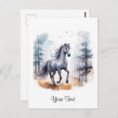 Wasserfarbenpferd im Wald - personalisiert Postkarte (Vorne/Hinten)