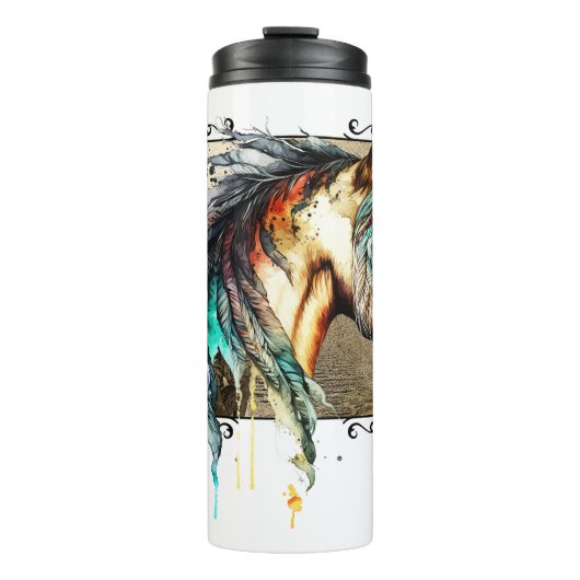 Wasserfarbenpferd und -schlüssel thermosbecher (Vorderseite)