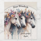 Wasserfarbenpferd wirst du meine Bridesmaid sein Weinetikett (Einzelnes Label)