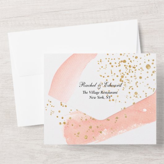 Wasserfarbenpfirsichpfirsichpfirsichpflücke in ein all in one einladung (Rückseite)