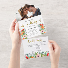 Wasserfarbenpflücke in einer Hochzeit All In One Einladung