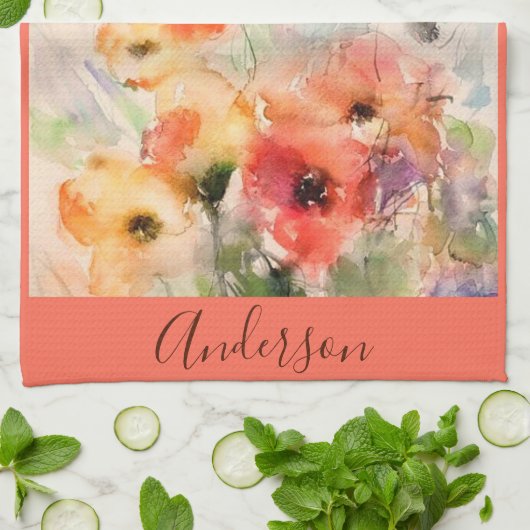 Wasserfarbenpflücke personalisiert geschirrtuch (Gefaltet)