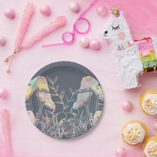 Wasserfarbenpilz Pappteller (Party)