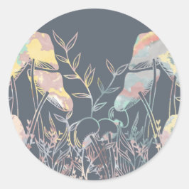 Wasserfarbenpilz Runder Aufkleber