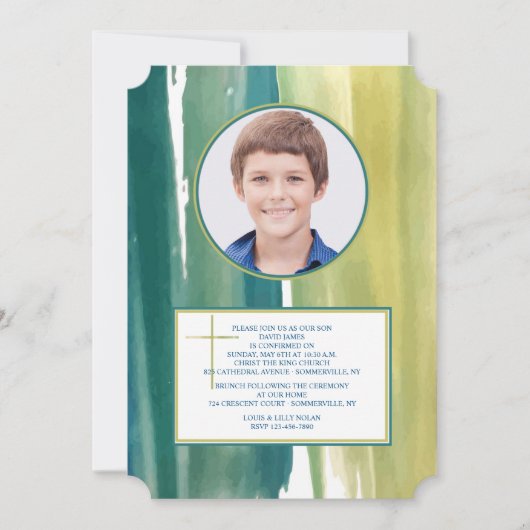 Wasserfarbenpinsel Schlaganfälle Foto Einladung (Vorderseite)