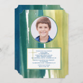 Wasserfarbenpinsel Schlaganfälle Foto Einladung (Vorne/Hinten)