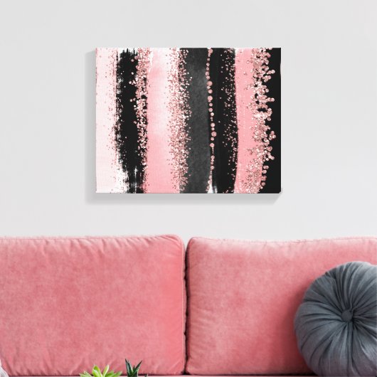 Wasserfarbenpinsel Schlaganfälle Rose Gold Imitate Leinwanddruck (Insitu (Wohnzimmer))