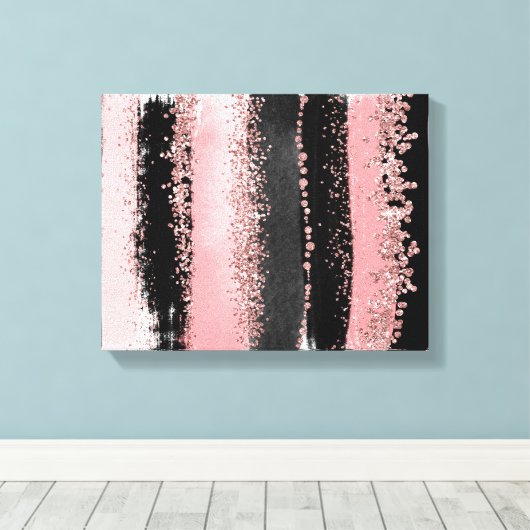 Wasserfarbenpinsel Schlaganfälle Rose Gold Imitate Leinwanddruck (Insitu (Holzboden))