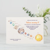 Wasserfarbenplaneten Einladung zum Geburtstag (Stehend Vorderseite)