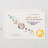 Wasserfarbenplaneten Einladung zum Geburtstag (Vorne/Hinten)