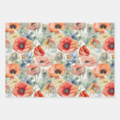 WASSERFARBENPOPPIEN GESCHENKPAPIER SET (Vorderseite 3)