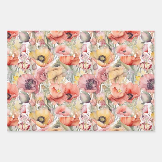 WASSERFARBENPOPPIEN GESCHENKPAPIER SET (Vorderseite 2)