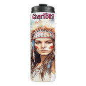 Wasserfarbenportrait Amerikanische Adresse Thermosbecher (Vorderseite)