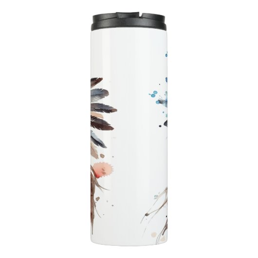 Wasserfarbenportrait Amerikanische Adresse Thermosbecher (Rückseite)