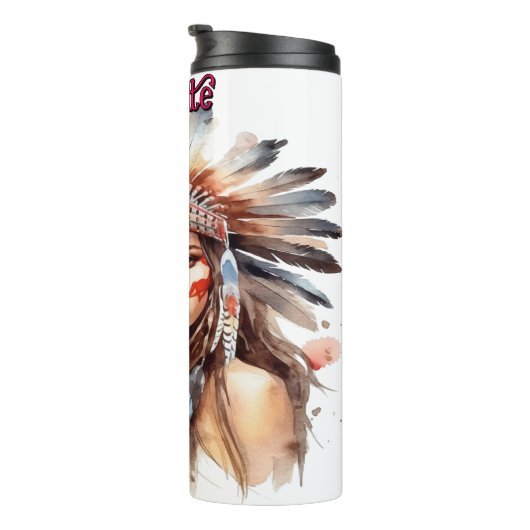 Wasserfarbenportrait Amerikanische Adresse Thermosbecher (Nach rechts gedreht)