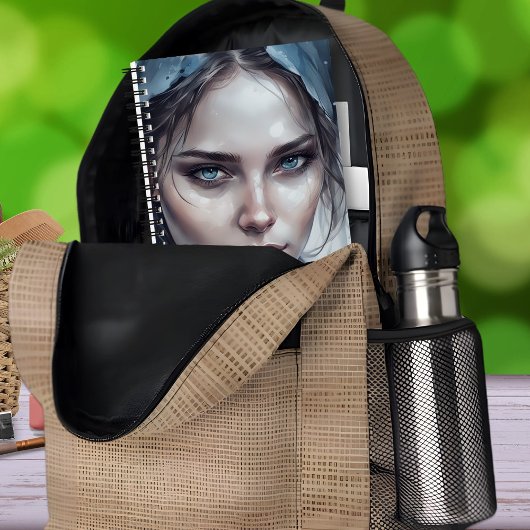 Wasserfarbenportrait der Frau in blauen Farben Notizblock