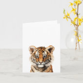 Wasserfarbenportrait eines kleinen Tiger Karte (Gelbe Blume)