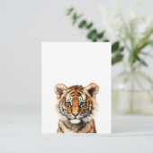 Wasserfarbenportrait eines kleinen Tiger Postkarte (Stehend Vorderseite)