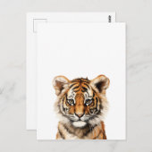 Wasserfarbenportrait eines kleinen Tiger Postkarte (Vorne/Hinten)