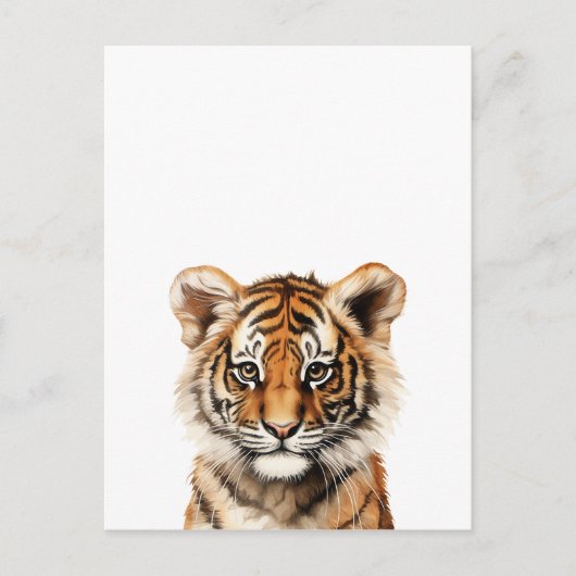 Wasserfarbenportrait eines kleinen Tiger Postkarte (Vorderseite)