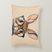 Wasserfarbenportrait Niedliches Kaninchen mit Bril Dekokissen (Rückseite(Vertikal))