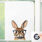Wasserfarbenportrait Niedliches Kaninchen mit Bril Fensteraufkleber (Zuhause)