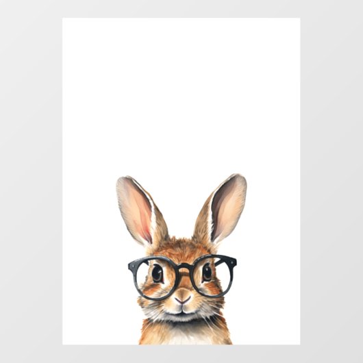 Wasserfarbenportrait Niedliches Kaninchen mit Bril Fensteraufkleber (Blatt)