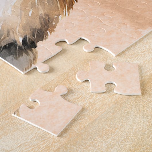 Wasserfarbenportrait Niedliches Kaninchen mit Bril Puzzle (Seite)