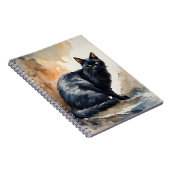 Wasserfarbenportrait Schwarze Katze Pose Notizblock (Rechte Seite)
