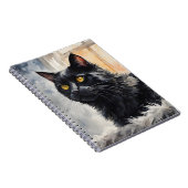 Wasserfarbenportrait von Black Cat Pose Windows Notizblock (Rechte Seite)