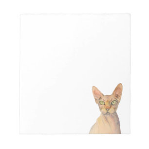 Wasserfarbenporträt einer Sphynx-Katze Notizblock